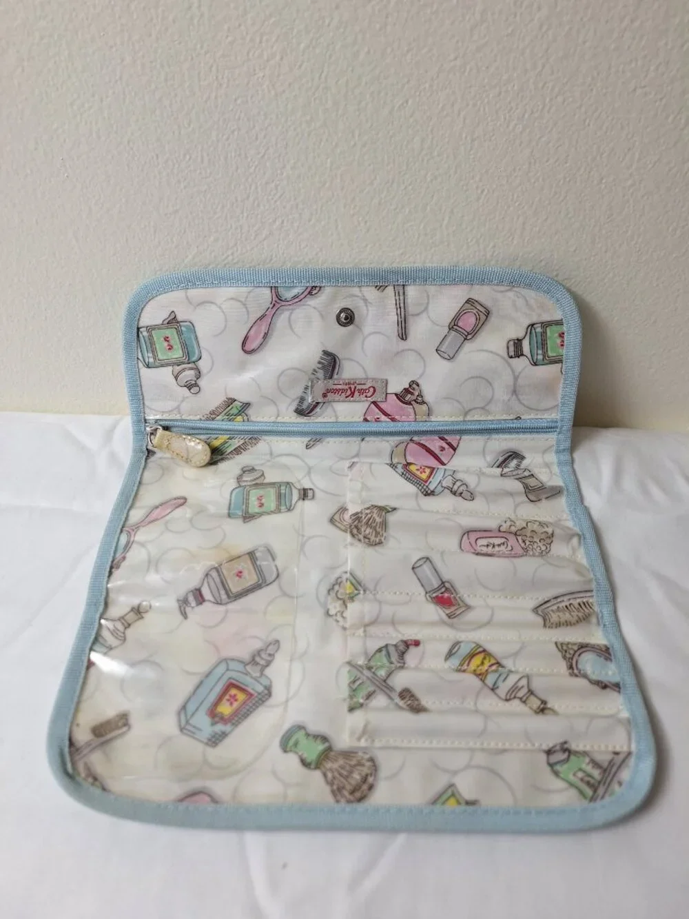 Cath Kidston Pastel Toiletry & Brush Roll - Blue Trim